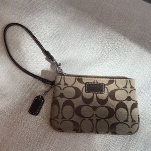 Vintage Coach Signature Wristlet Brown Mini Pouch Y2K